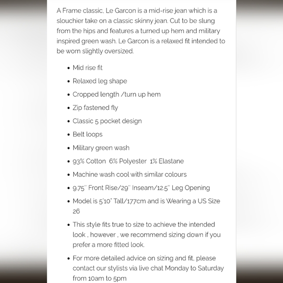 FRAME Le Garcon Slim Boyfriend Jeans in Washed Military, SZ 30 - Picture 14 of 14